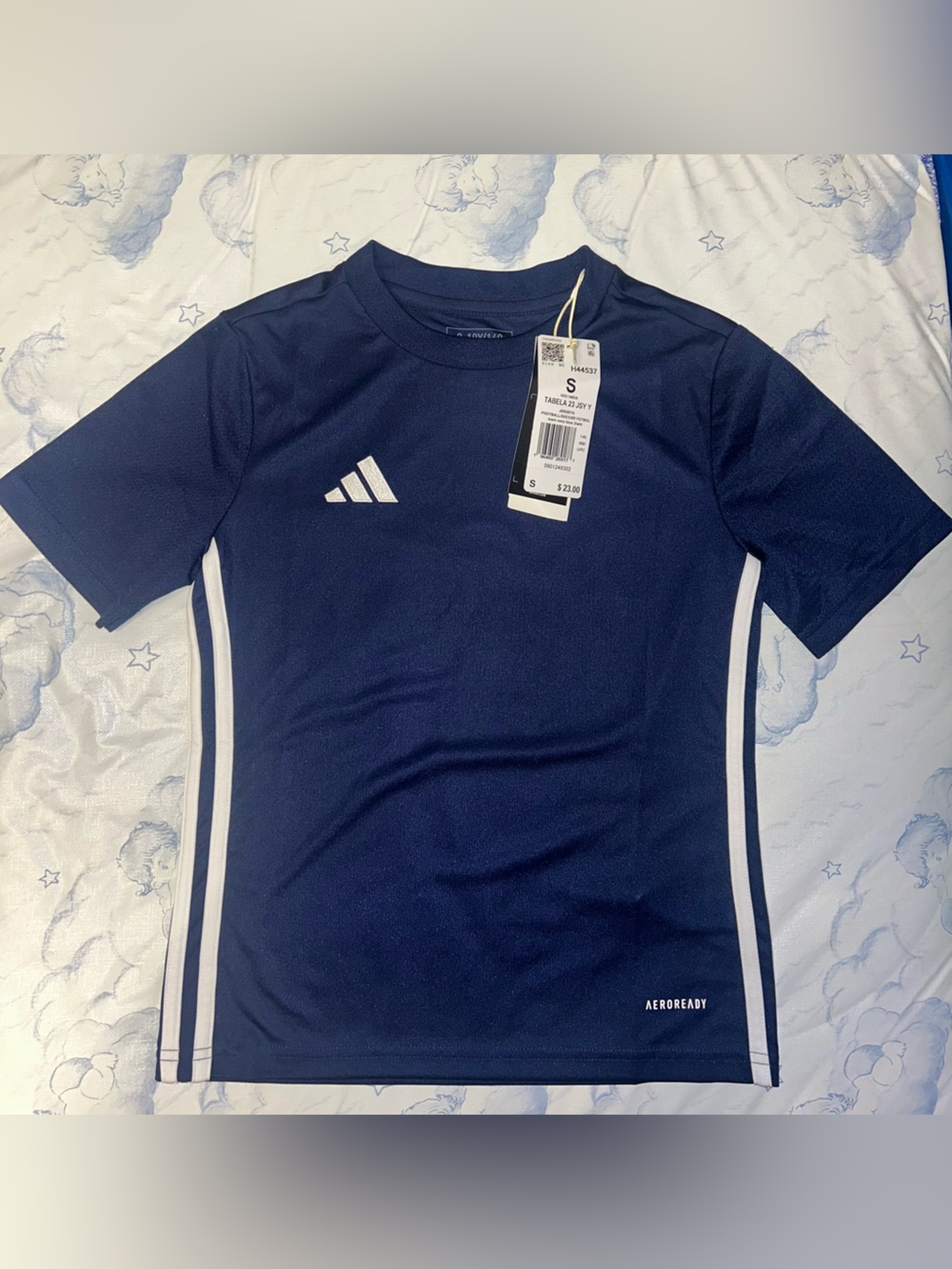 adidas Navy Short-Sleeve Performance Tee with White Logo